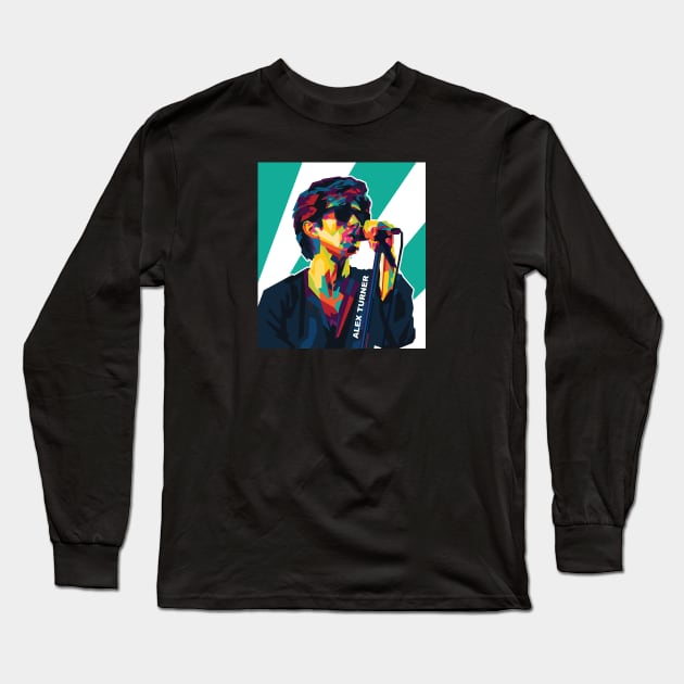 Alex Turner In Wpap Pop Art Style Long Sleeve T-Shirt by Hanafi